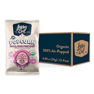 LesserEvil Himalayan Pink Salt Organic Popcorn, 12-Pack