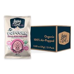 LesserEvil Himalayan Pink Salt Organic Popcorn, 12-Pack
