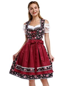 KOJOOIN Women's Dirndl German Dress Oktoberfest Costume Dresses for Bavarian Oktoberfest