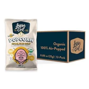 LesserEvil Himalayan Gold Salt Organic Popcorn, 0.88 oz, 12-Pack