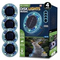 Bell+Howell 4 Pk Mosaic Solar LED Disk Pathway Lights