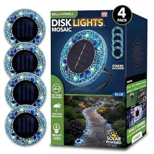 Bell+Howell 4 Pk Mosaic Solar LED Disk Pathway Lights