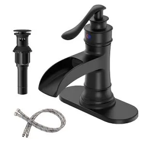 BWE Brass Matte Black Waterfall Bathroom Faucet