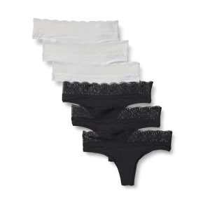 Amazon Essentials Women's Microfibre with Lace Trim Ladies Knickers
