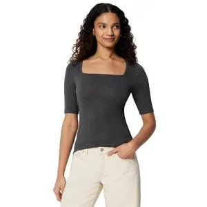 Amazon Essentials Women's Slim Fit Half Sleeve Square Neck Cottonu2026