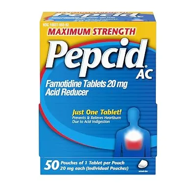 Pepcid AC Max Strength Tablets, 20mg Famotidine, 1 x 50 ct