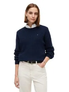 Tommy Hilfiger Women's Cable Knit Crew Neck Sweater Lightweightu2026