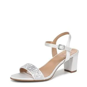 Naturalizer Womens Bristol Heeled Sandal Pearl White Satin and Fabric…