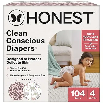 The Honest Company Daytime Diapers, Size 4, 104ct