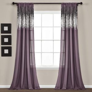 Lush Decor Shimmer Sequins Light Filtering Window Curtain Panels Pair…