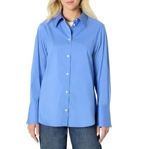Amazon Essentials Women's Oversized-Fit Cropped Cotton Stretch Poplin…