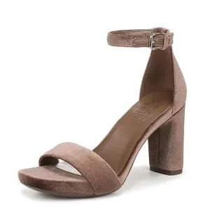 Naturalizer Women's Joy Heeled Sandal Cinnamon Brown Velvet 6 W