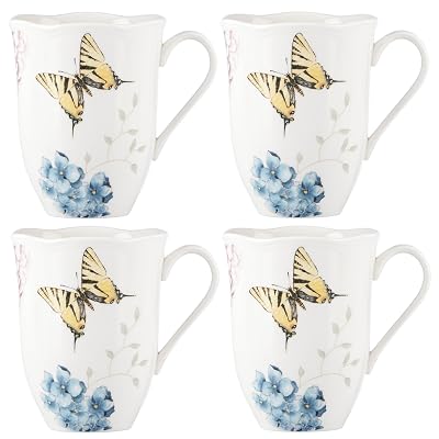 Lenox Butterfly Meadow Hydrangea 4-Piece Porcelain Mug Set, 4 Count - $22.84 ($40.89)