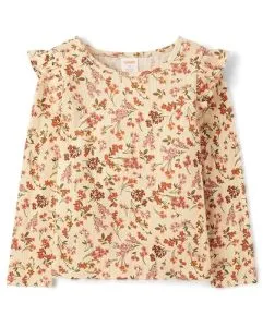 Gymboree,Girls,and Toddler Printed Long Sleeve Shirts,Country Cream…