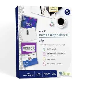 C-Line Clip Style Name Badge Holders, 4 x 3
