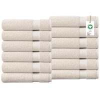 Delara 12-Pack Organic Cotton Towels 650 GSM Plush Feather Touch