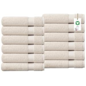Delara 12-Pack Organic Cotton Towels 650 GSM Plush Feather Touch