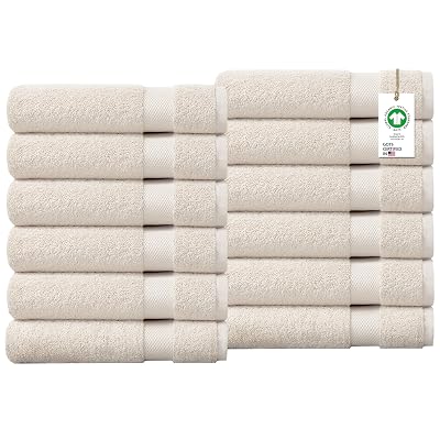 Delara 12-Pack Organic Cotton Towels 650 GSM Plush Feather Touch - $24.03 ($50.00)