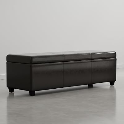 SIMPLIHOME Avalon 54″ Vegan Leather Storage Ottoman in Dark - $170.04 ($337.78)