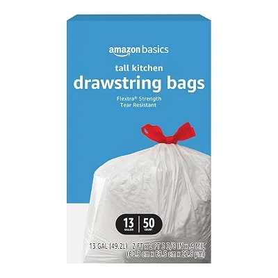 Amazon Basics Flextra Tall Kitchen Drawstring Trash Bags 50 Count - $3.59 ($11.49)