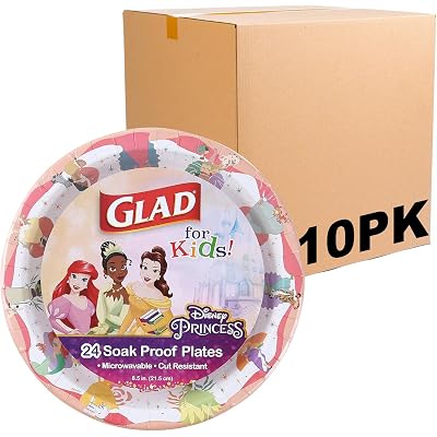 Glad Kids Disney Princess Paper Plates 24 Ct 10-Pk