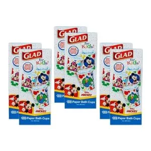Glad Mini Paper Cups Disney Mickey and Friends 3 Oz, 100 Ct, 6-Pk