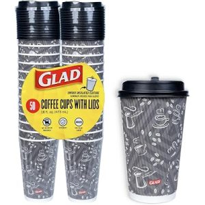 Glad Disposable Coffee Cups with Lids, 16 Oz, 50 Count, 2-Pack