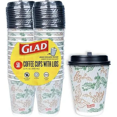 Glad Disposable Coffee Cups with Lids, 12 Oz, 50 Count, 2-Pk - $14.75 ($32.42)