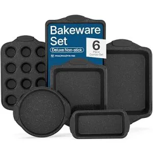 BAKKENMaster 6-Piece Nonstick Gray Marble Coated Bakeware Set