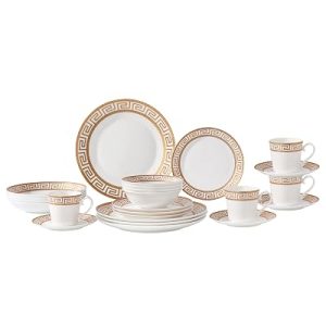 Lorren Home Trends 24-Piece Bone China Dinnerware Set, Service for 4