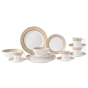 Lorren Home Trends 24-Piece Bone China Dinnerware Set, Service for 4