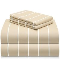 LuxClub King Striped Sheets Set, 4PC