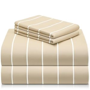LuxClub King Striped Sheets Set, 4PC