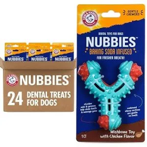 Arm & Hammer Nubbies Wishbone Dental Dog Chew Toy, 24-Pk