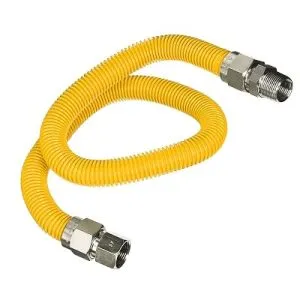 HIGHCRAFT 18 Inch Gas Connector with Fittings, 3/8″ OD, 1/2″ 1/2″