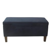 HomePop 36″ Storage Ottoman Bench with Hinged Lid – Navy