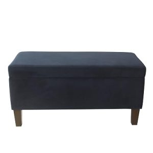 HomePop 36″ Storage Ottoman Bench with Hinged Lid – Navy