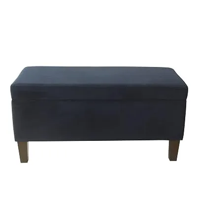 HomePop 36″ Storage Ottoman Bench with Hinged Lid – Navy