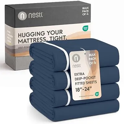 Nestl 4 Pack Extra Deep Pocket Twin Fitted Sheet Only - $20.47 ($34.39)