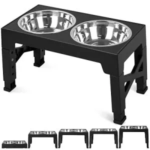 Niubya Elevated Dog Bowls with 2 Stainless Steel Dog Food Bowls
