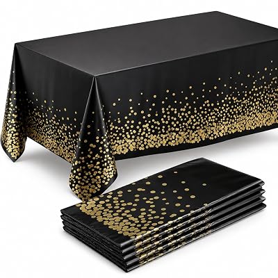 Prestee 4 Pack Gold and Black Table Cloth Rectangle Table Covers - $7.78 ($8.63)