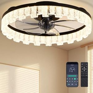 DIAMONDFORGE Black Crystal Ceiling Fan with Lights