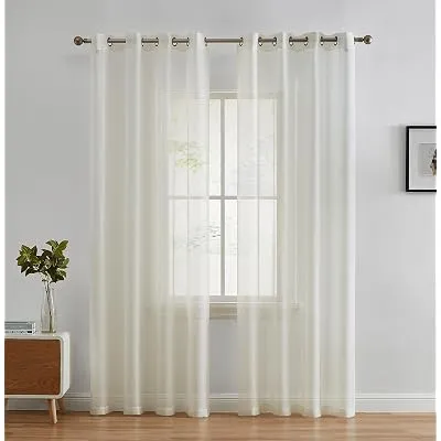 HLC.ME Semi Sheer Grommet Window Curtains, 54×72 Inch