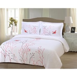 Superior Swallow Cotton 200 Thread Count Duvet Cover Set, Full/Queen