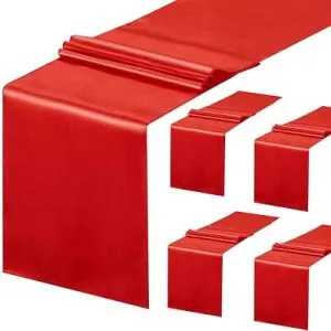 LuoluoHouse 5 Pack Red Satin Table Runner 12 x 108 Inch
