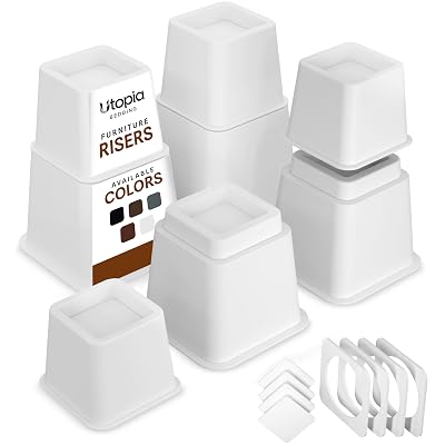 Utopia Bedding Adjustable Bed Risers 3 & 5 Inch, White, 4-Pack - $19.76 ($36.78)