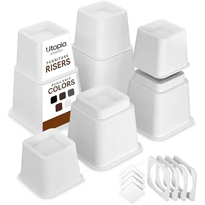 Utopia Bedding Adjustable Bed Risers 3 & 5 Inch, White, 4-Pack
