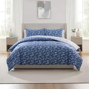 Nestl Queen 3-Piece Botanical Comforter Set, Slate Blue