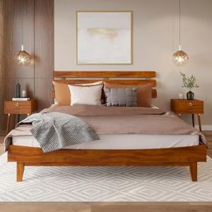 Bme Caden 15 Inch Deluxe Bed Frame with Adjustable Headboard – Mid Century