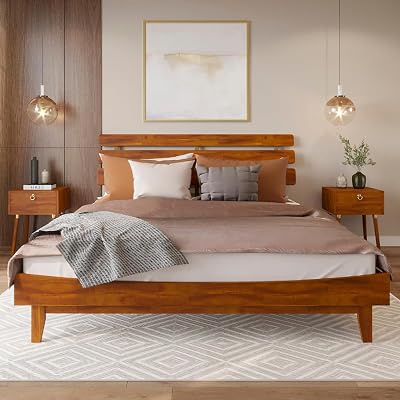 Bme Caden 15 Inch Deluxe Bed Frame with Adjustable Headboard – Mid Century - $139.59 ($238.32)
